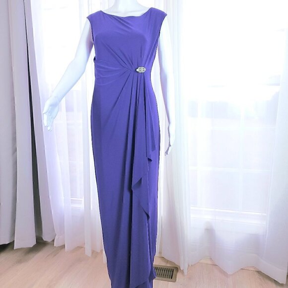 Tiana B Purple Floor Length Spandex Dress Size 6 - Picture 2 of 13